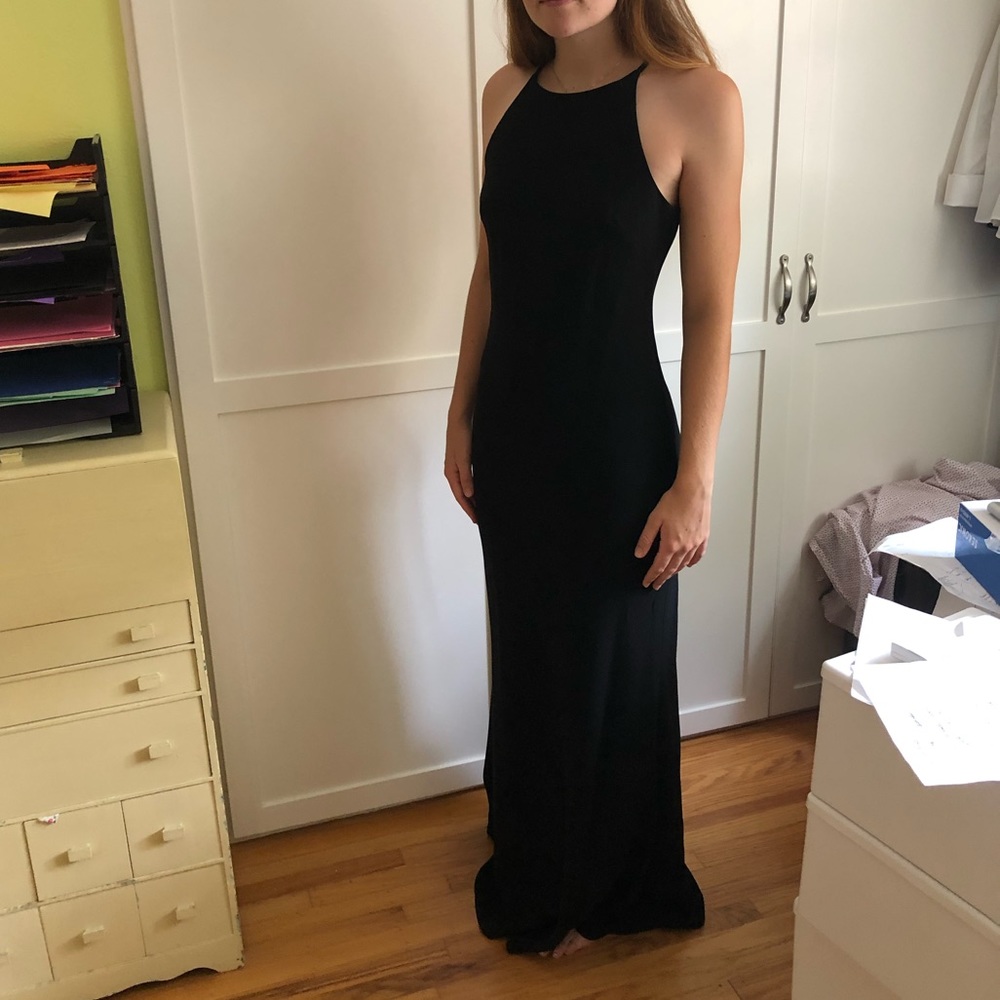 Calvin Klein long black cocktail dress